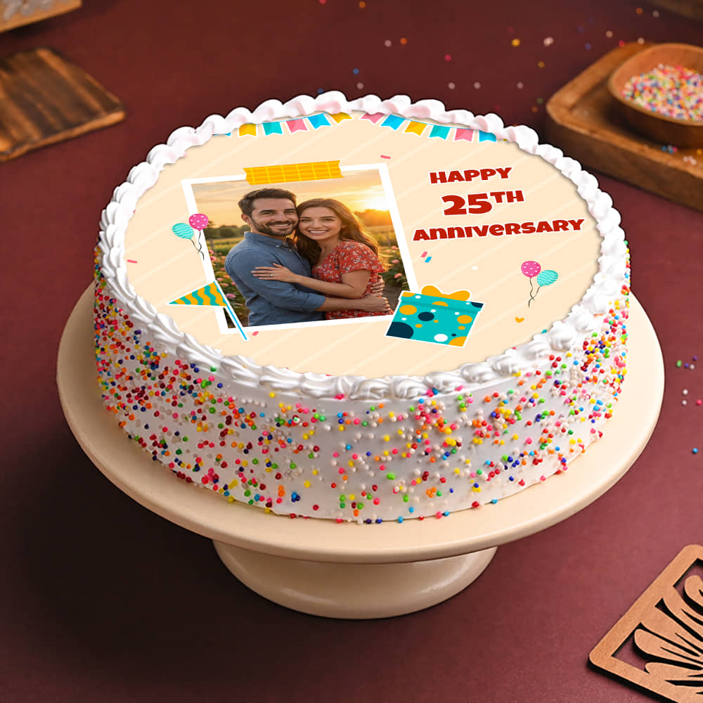 Silver Jubilee Photo Cake