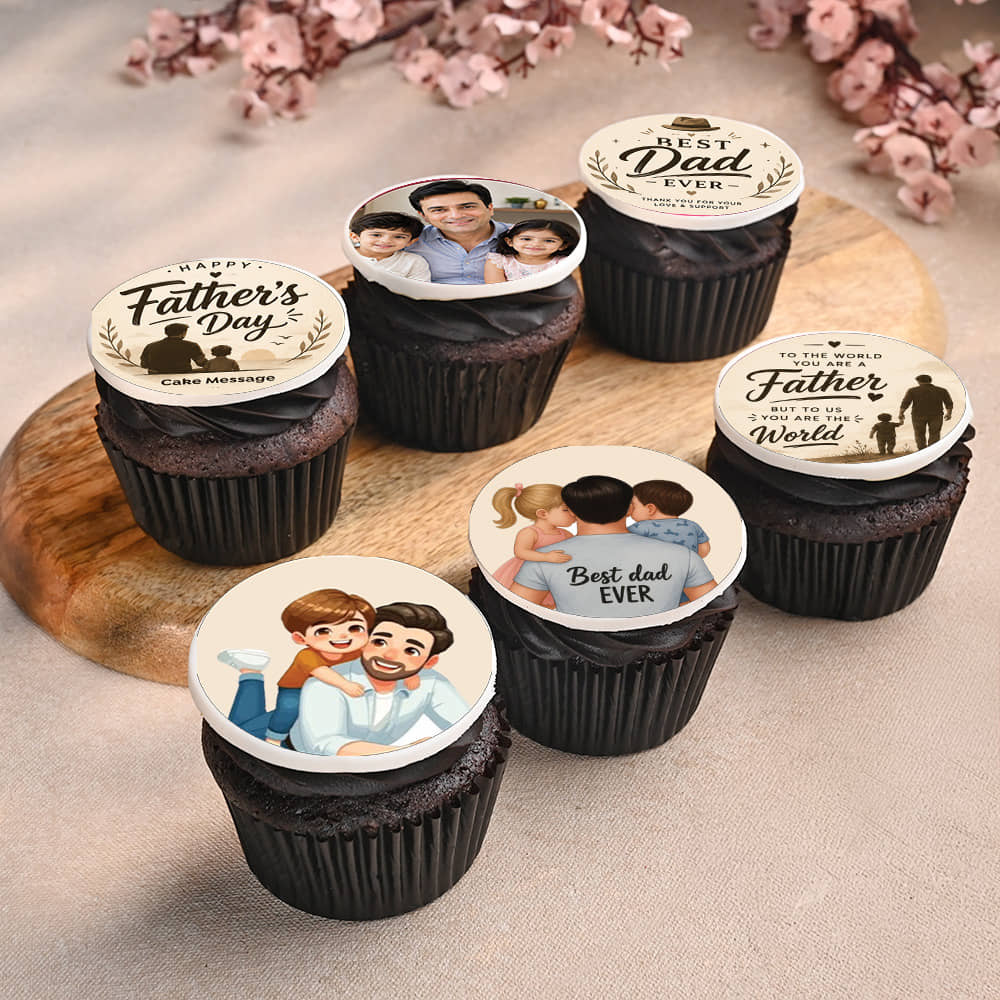 Set Of Six Fathers Day Photo Cupcakes