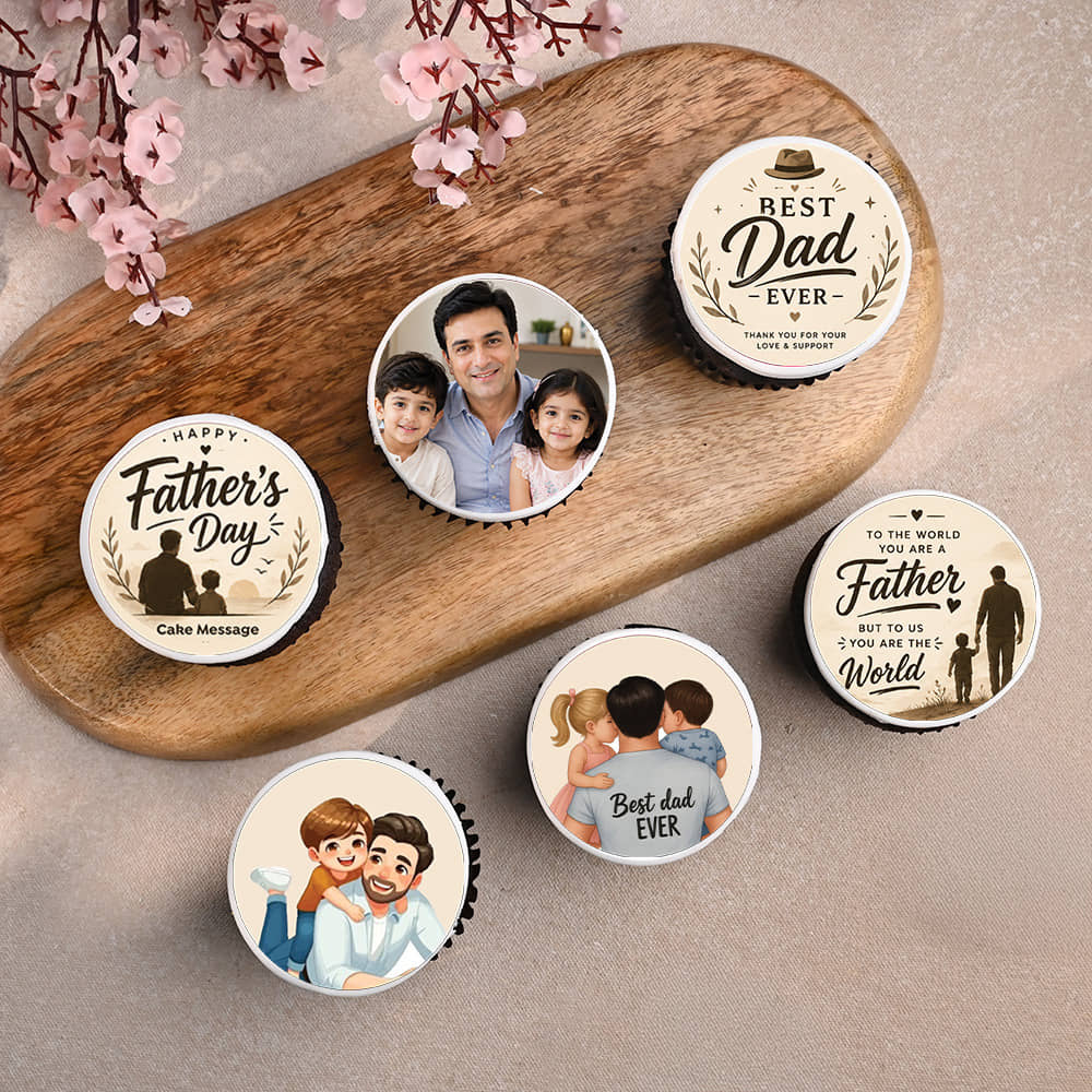 Set Of Six Fathers Day Photo Cupcakes