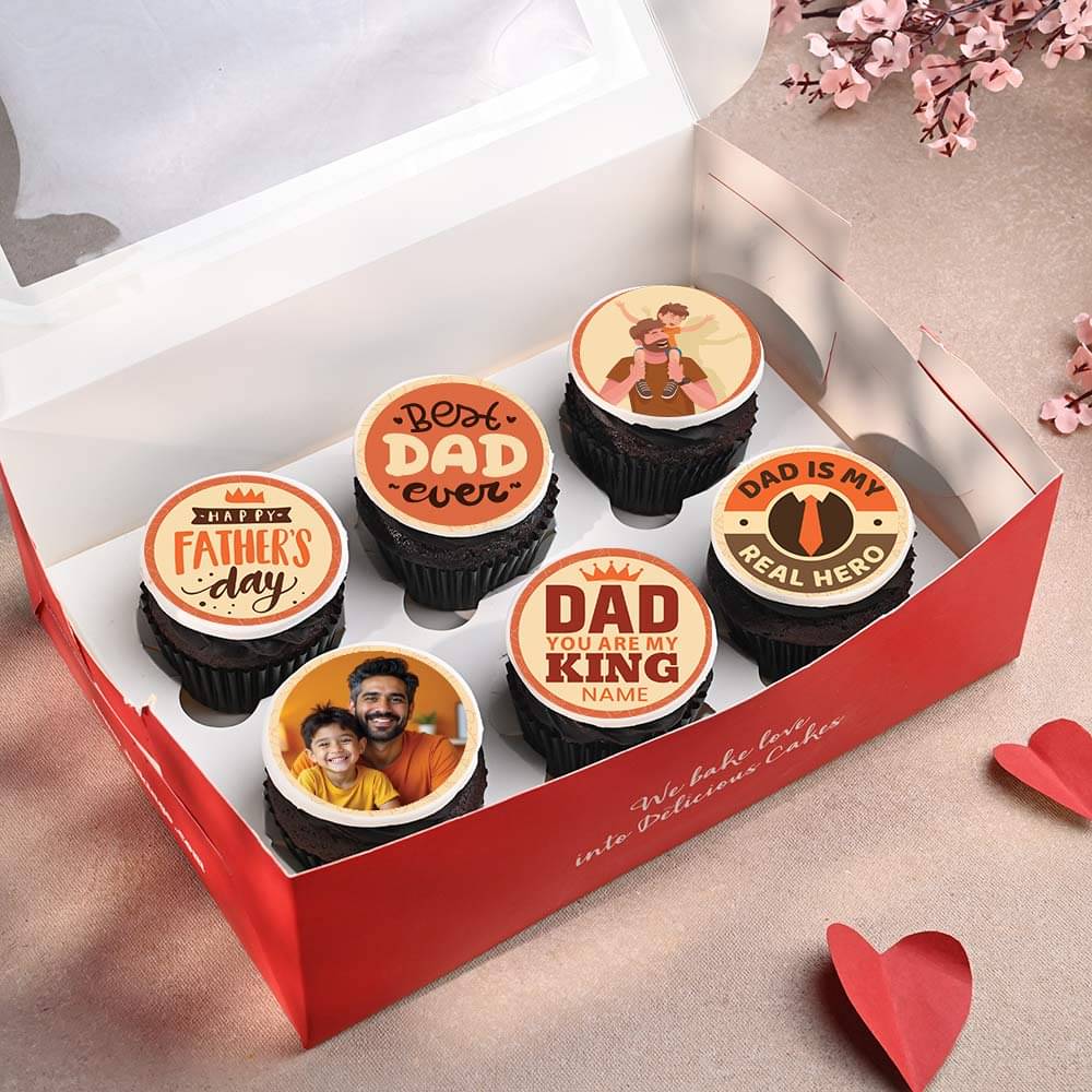 Six Best Dad Personalised Cupcakes