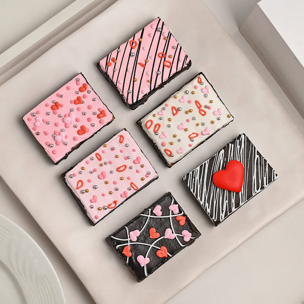 Top View of Six Chocolatey Brownies