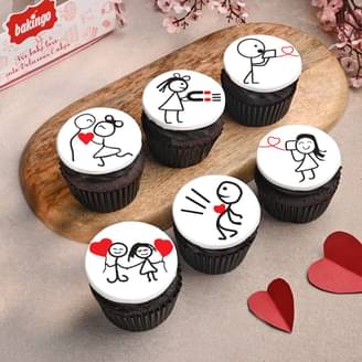 Six Lovebirds Chocolate Cupcakes