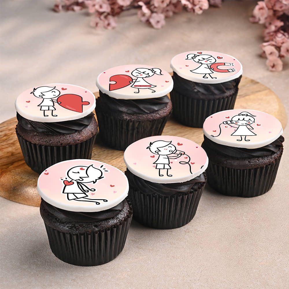 Playful Romance Cupcakes Set Of Six