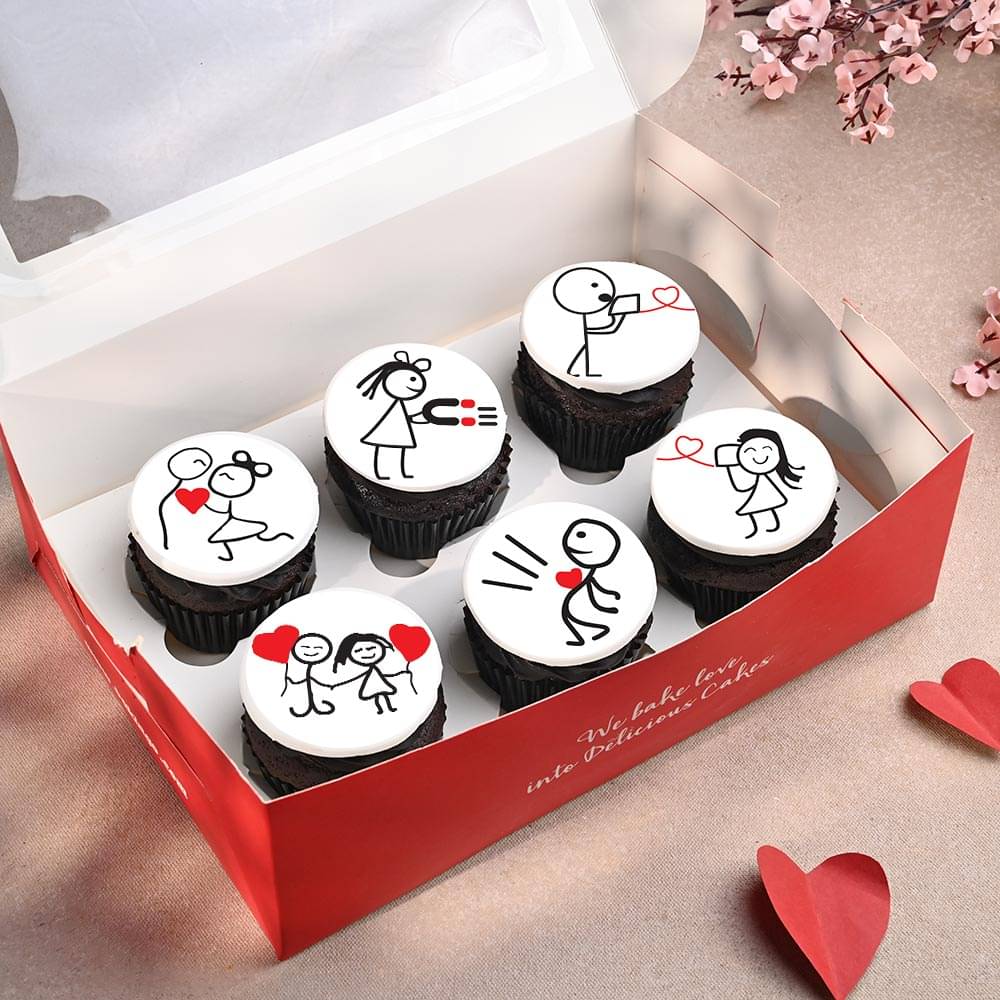 Six Lovebirds Chocolate Cupcakes