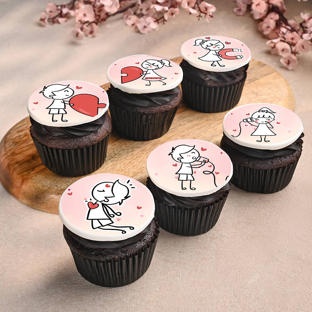 Playful Romance Cupcakes Set Of Six