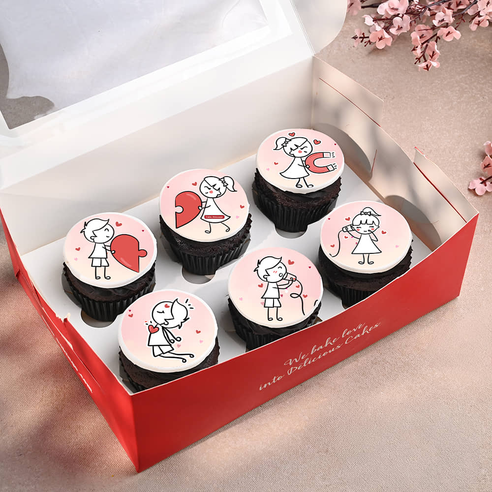 Playful Romance Cupcakes Set Of Six