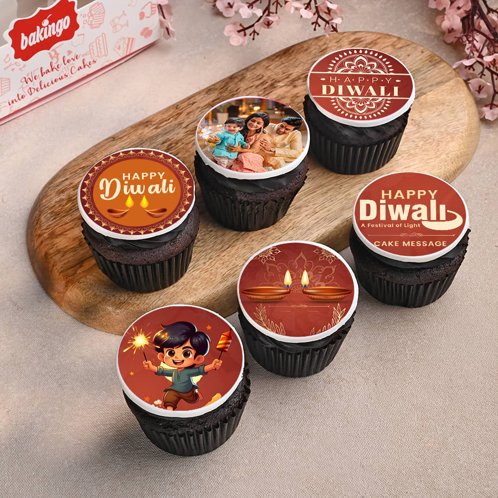 Six Photo Cupcakes For Diwali