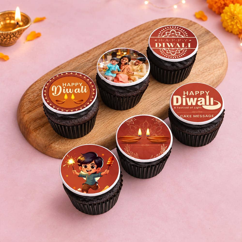 Six Photo Cupcakes For Diwali