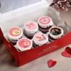 Six Red Velvet Valentine Photo Cupcakes