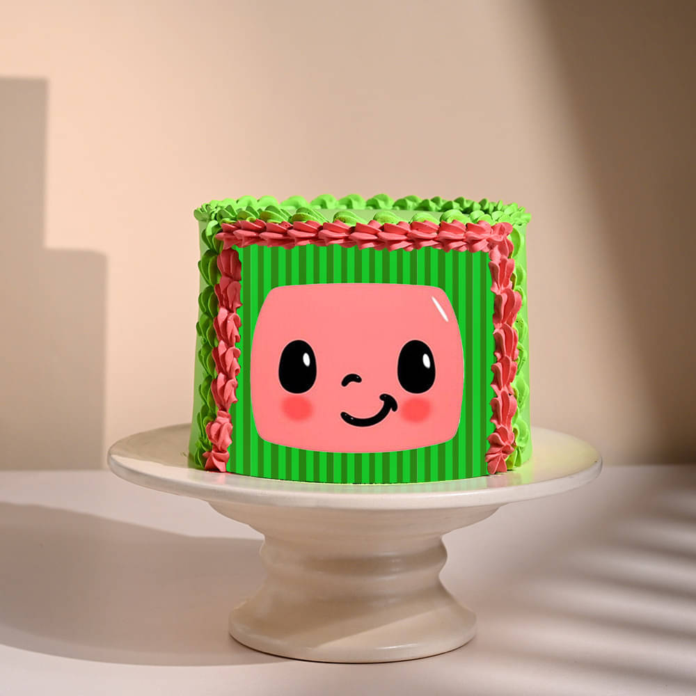 Side View of Yummy And Adorable Cocomelon Cake