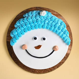 Front View of Snowman Cream Cake