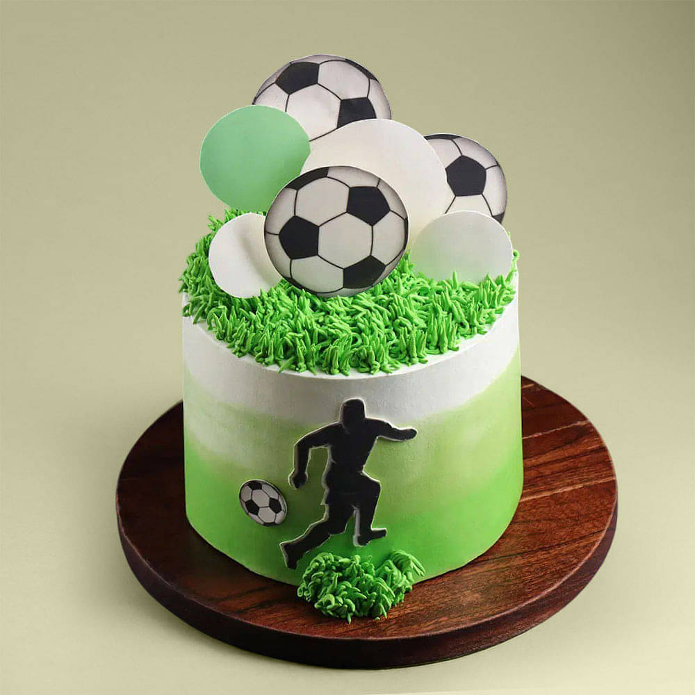 Soccer Theme Cream Cake 