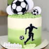 Side View of Soccer Theme Cream Cake