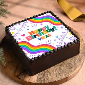 Vibrant Rainbow Birthday Cake