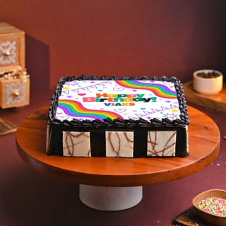 Side View of Somewhere Over The Rainbow Poster Cake