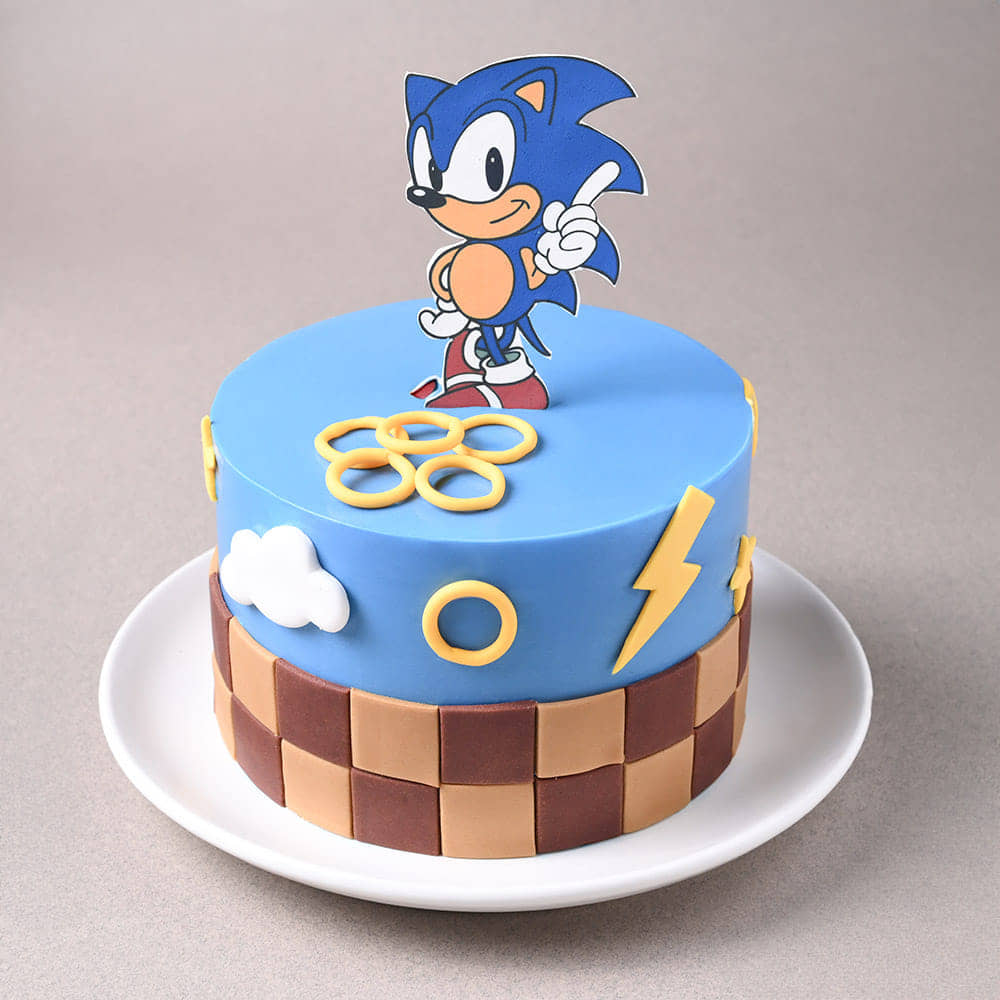 Sonic Rings Checkered Cake