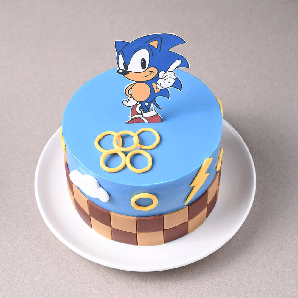Sonic Rings Checkered Cake