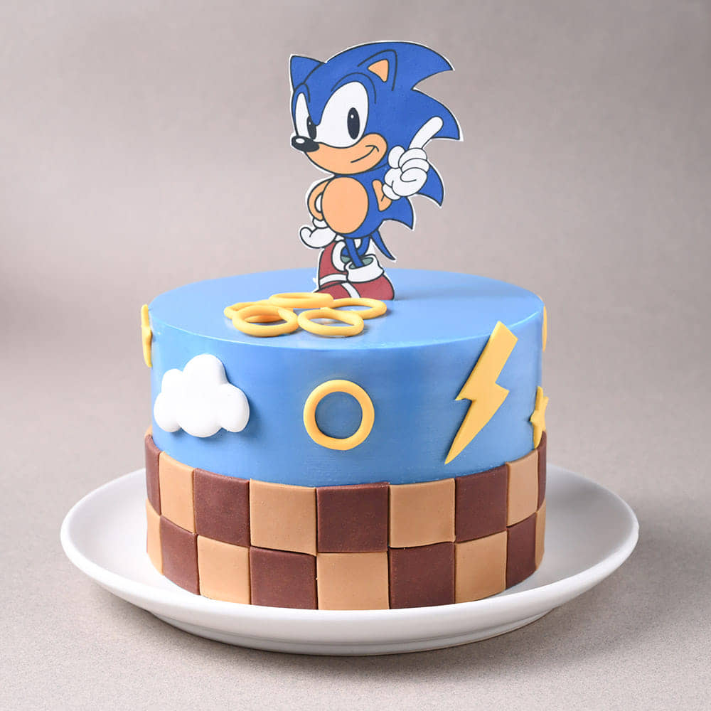 Sonic Rings Checkered Cake