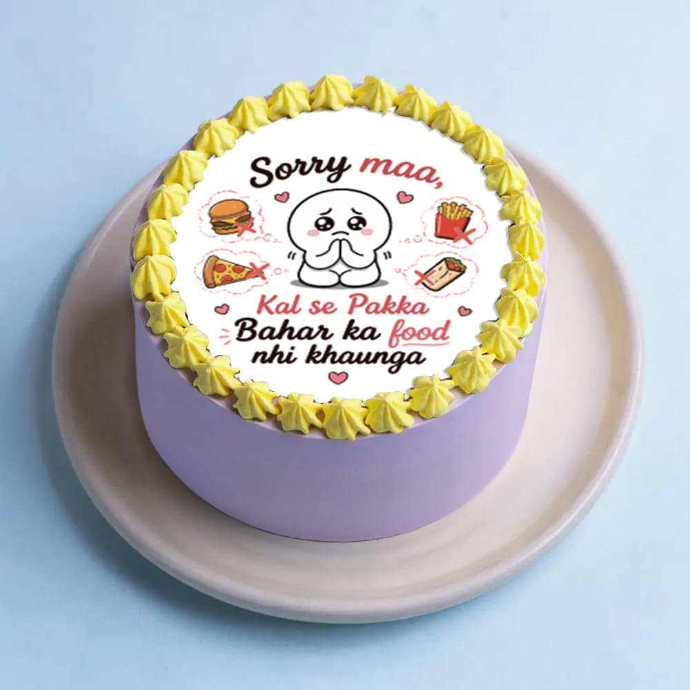 Top View of Sorry Maa No More Junk Food Bento Cake