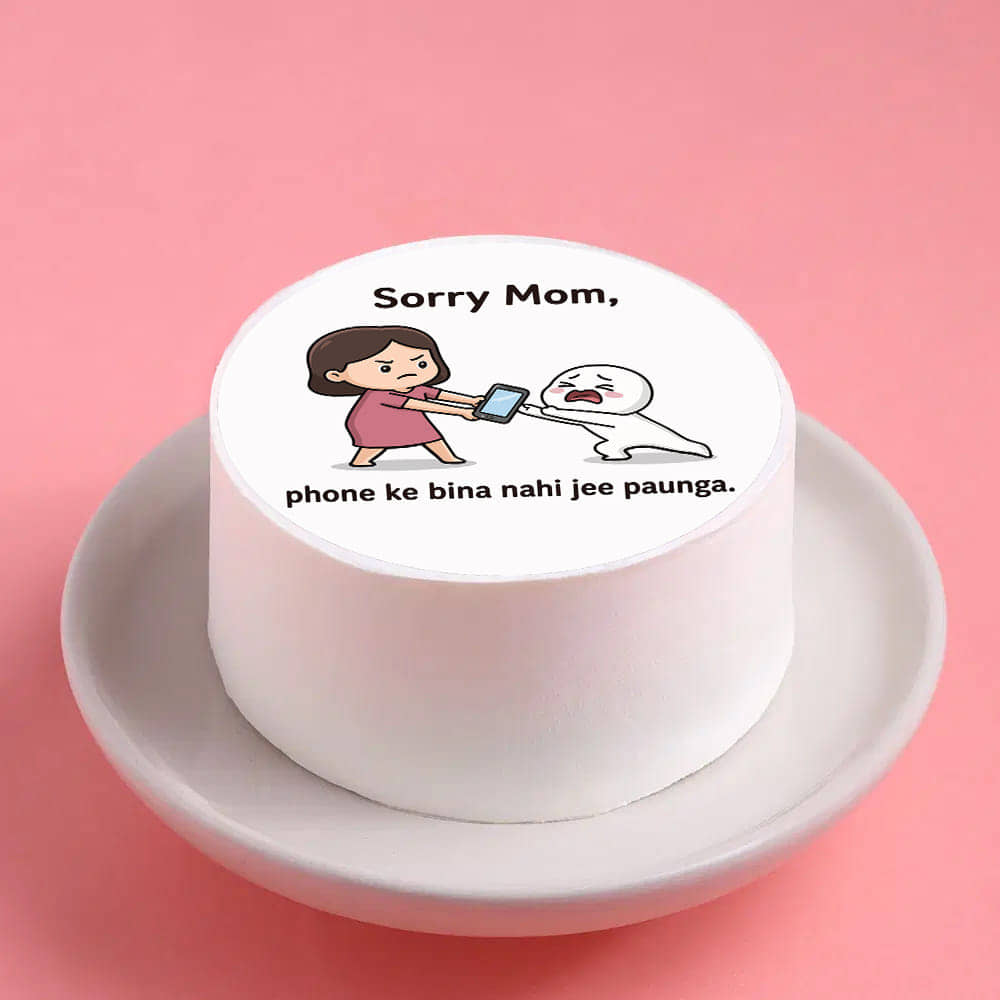 Front View of Sorry Mom Phone is Life Bento Cake