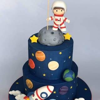 Zoomed View of Space Birthday Party Cake
