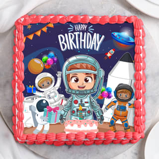 Top View of Space Explorer Birthday Cake