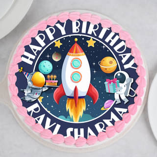 Top View of Space Odyssey Birthday Cake
