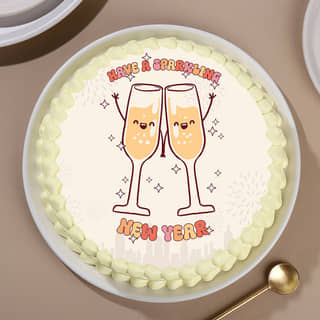 Angled View of Sparkling New Year Cake