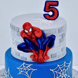Zoomed View of Spiderman Adventure Birthday Cake