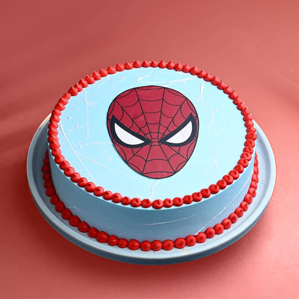 Side View of Spiderman Cake and Kids Rakhi