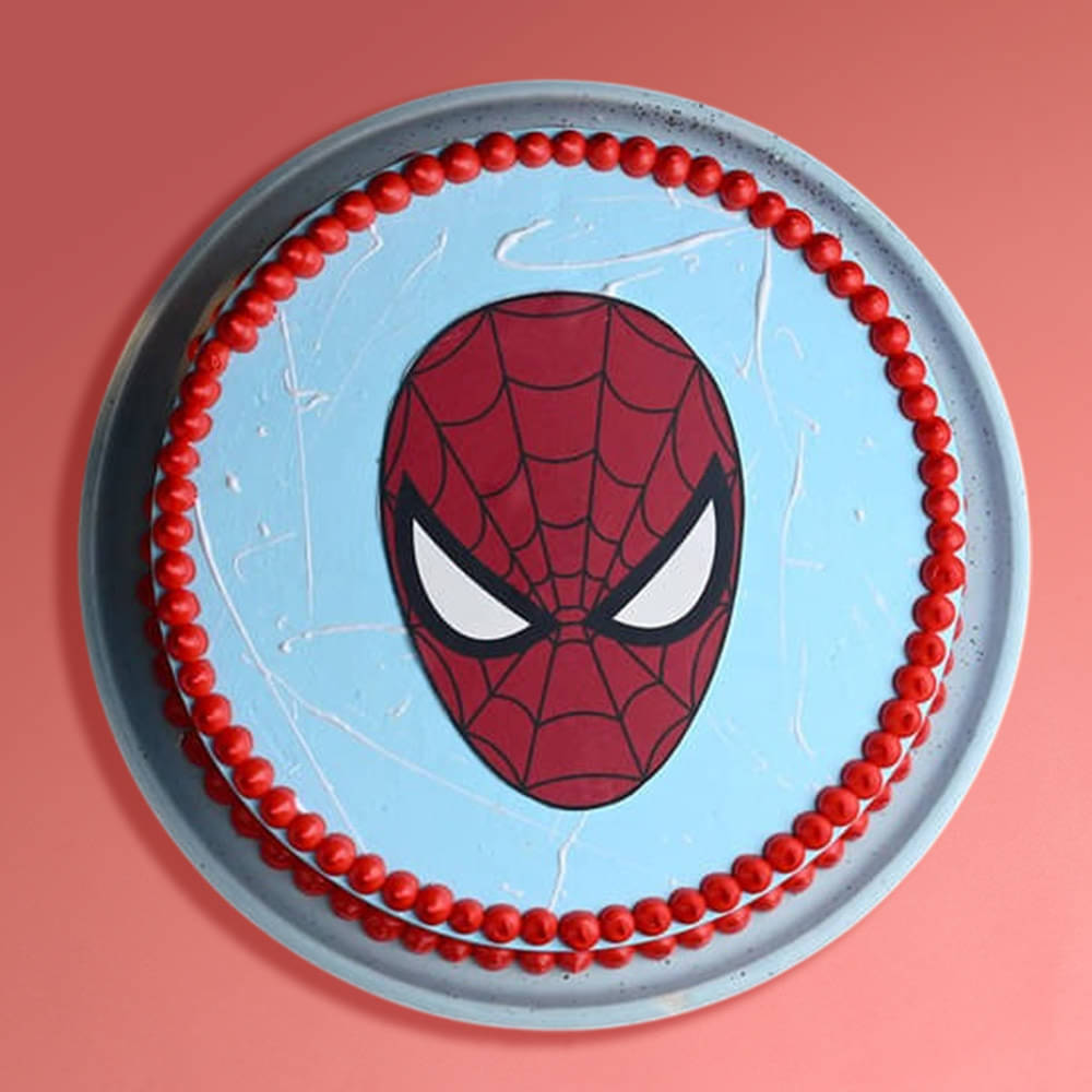 Top View of Spiderman Cake and Kids Rakhi