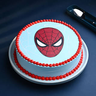 Side View of Spiderman Cake and Kids Rakhi