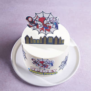 Top View of Spiderman N Friends Cake Top View of Spiderman N Friends Cake