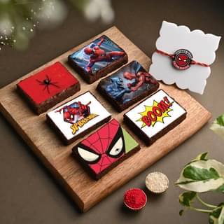 Spiderman Rakhi n Assorted Brownies