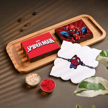Spiderman Rakhi With Choco Brownies