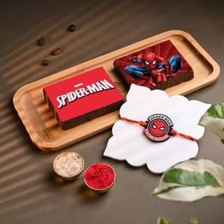 Spiderman Rakhi With Choco Brownies