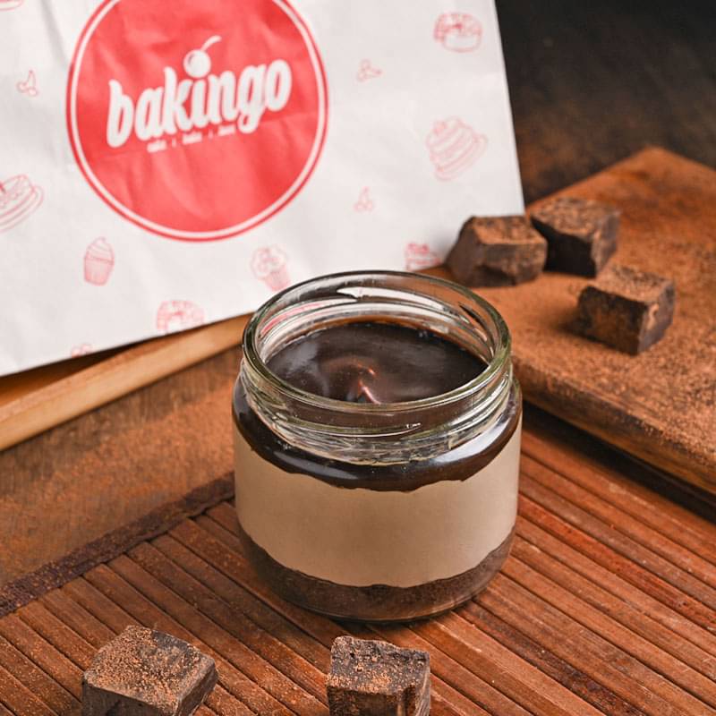 Side View of Choco mousse jar cake