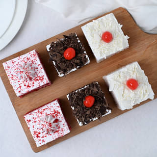 3 In 1 Pack Of Red Velvet Black And White Forest Pastries