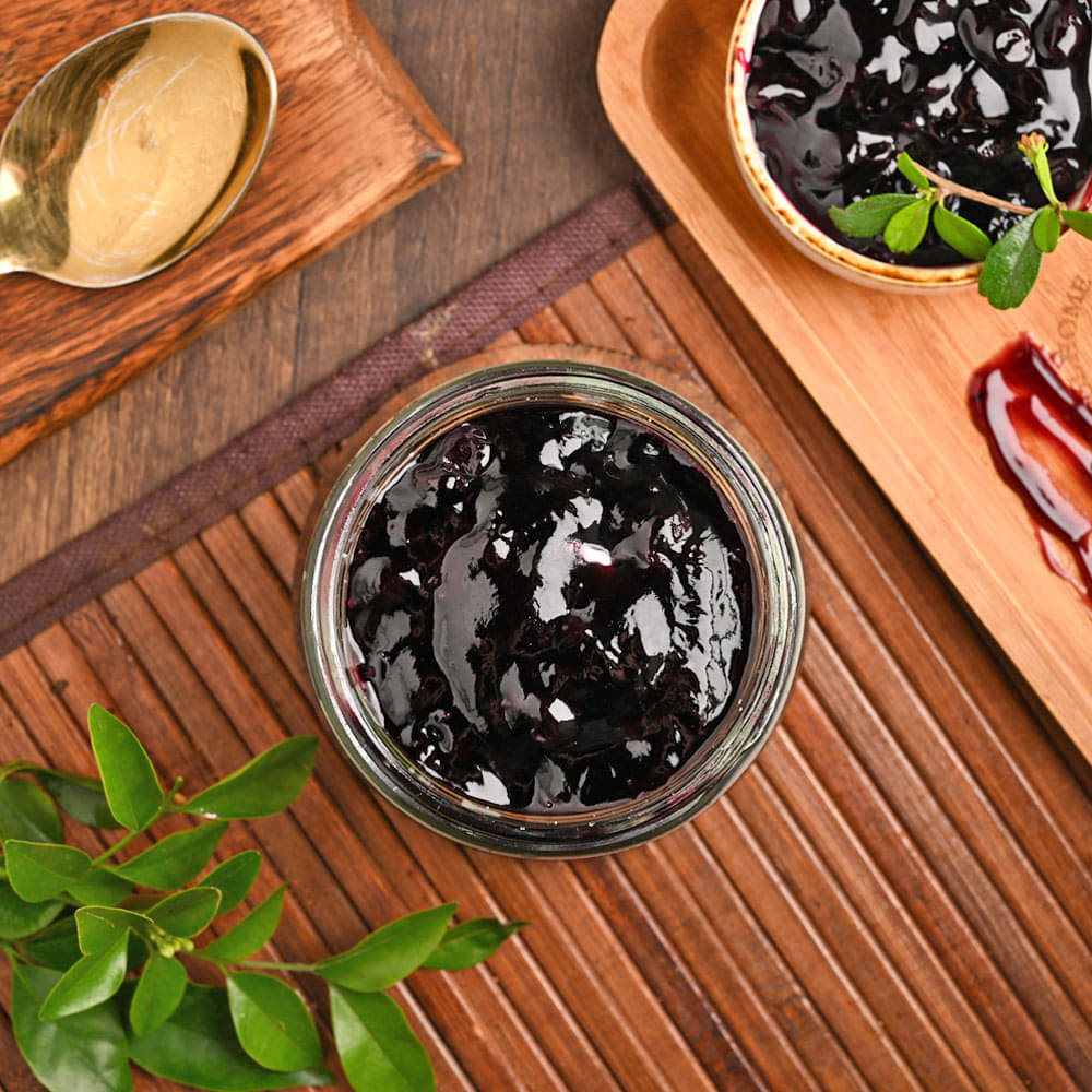 Top View of Blueberry Single Jar Cake