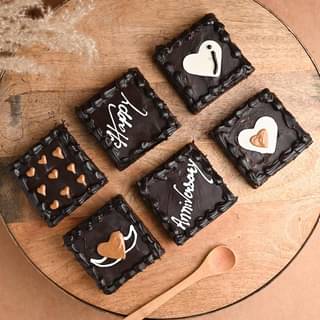 6 Choco Walnut Brownies For Anniversary