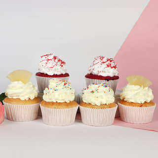 6 Red Velvet Pineapple Vanilla Cupcakes