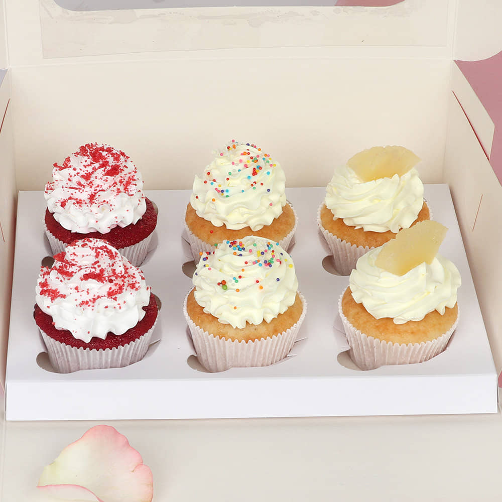 6 Red Velvet Pineapple Vanilla Cupcakes 6 Red Velvet Pineapple Vanilla Cupcakes