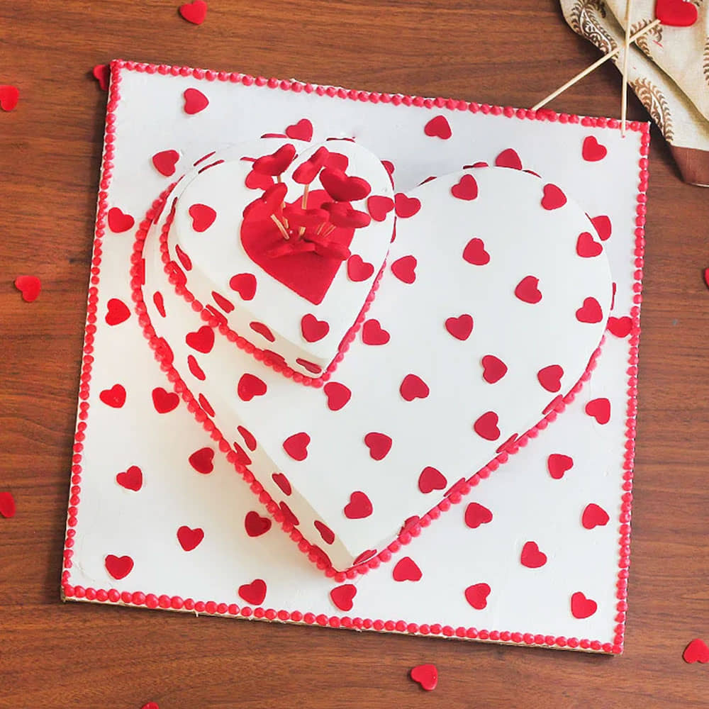 2 Tier Heart Shaped Party Fondant Cake 2 Tier Heart Shaped Party Cake