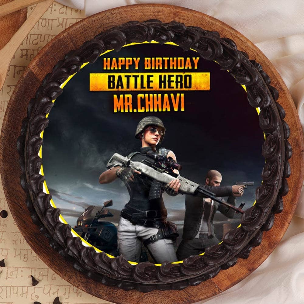 Top view of HBD Battle Hero Cake