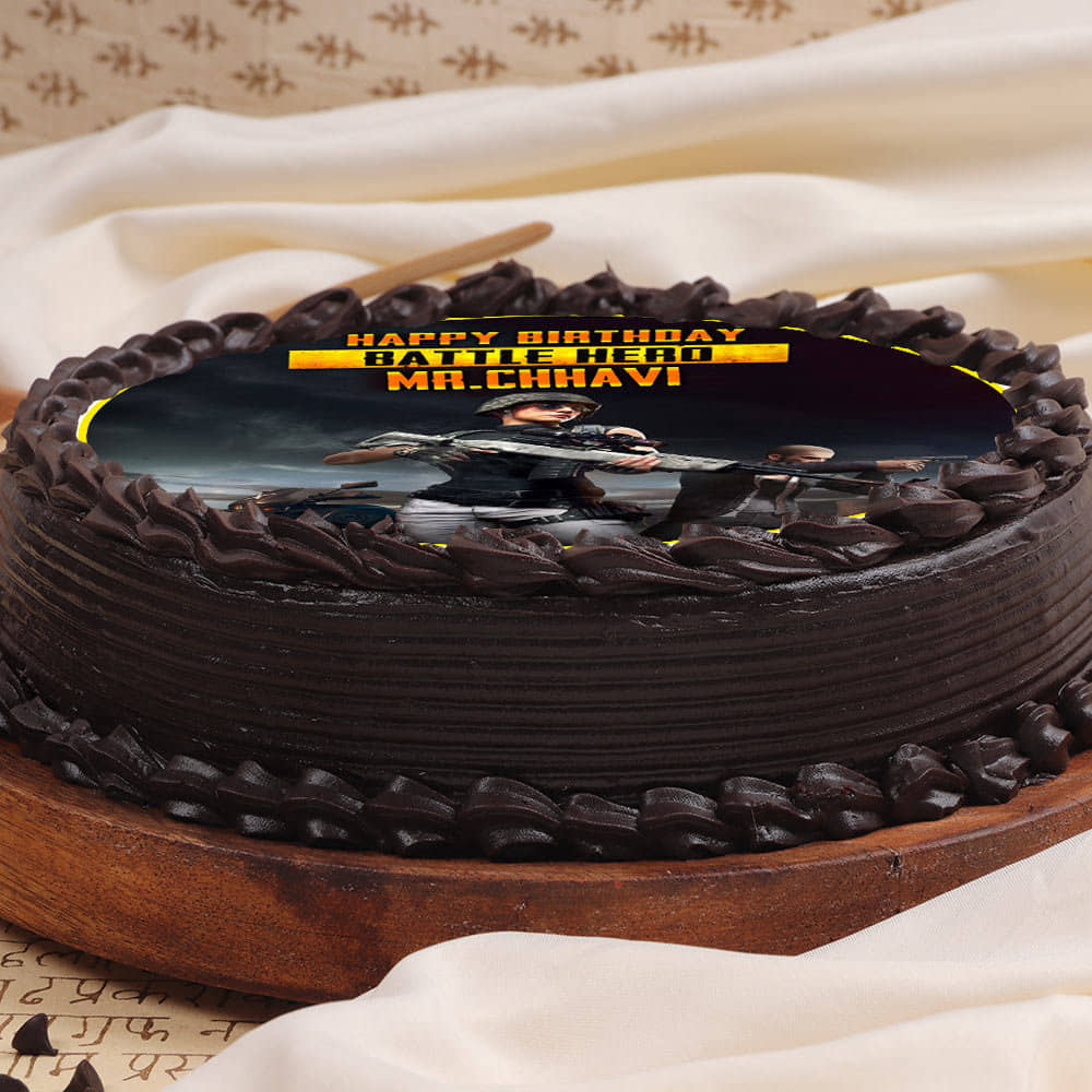 Side view of HBD Battle Hero Cake