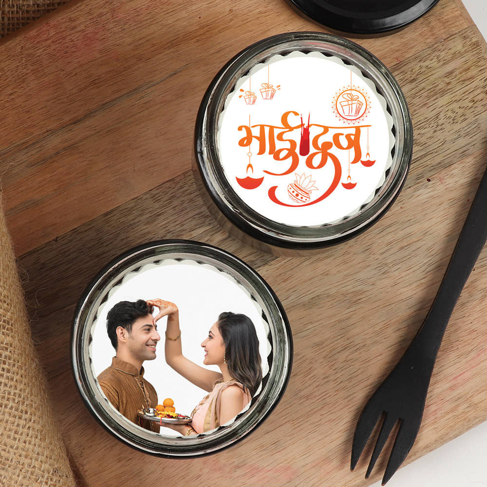 Set of Two Red Velvet Bhai Dooj Jar Cake
