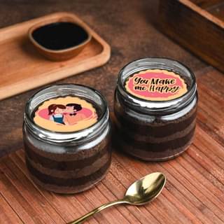 Set Of Two Photo Chocolate Jar Cakes