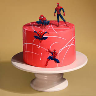 Side View of Spiderman Themed  Cake