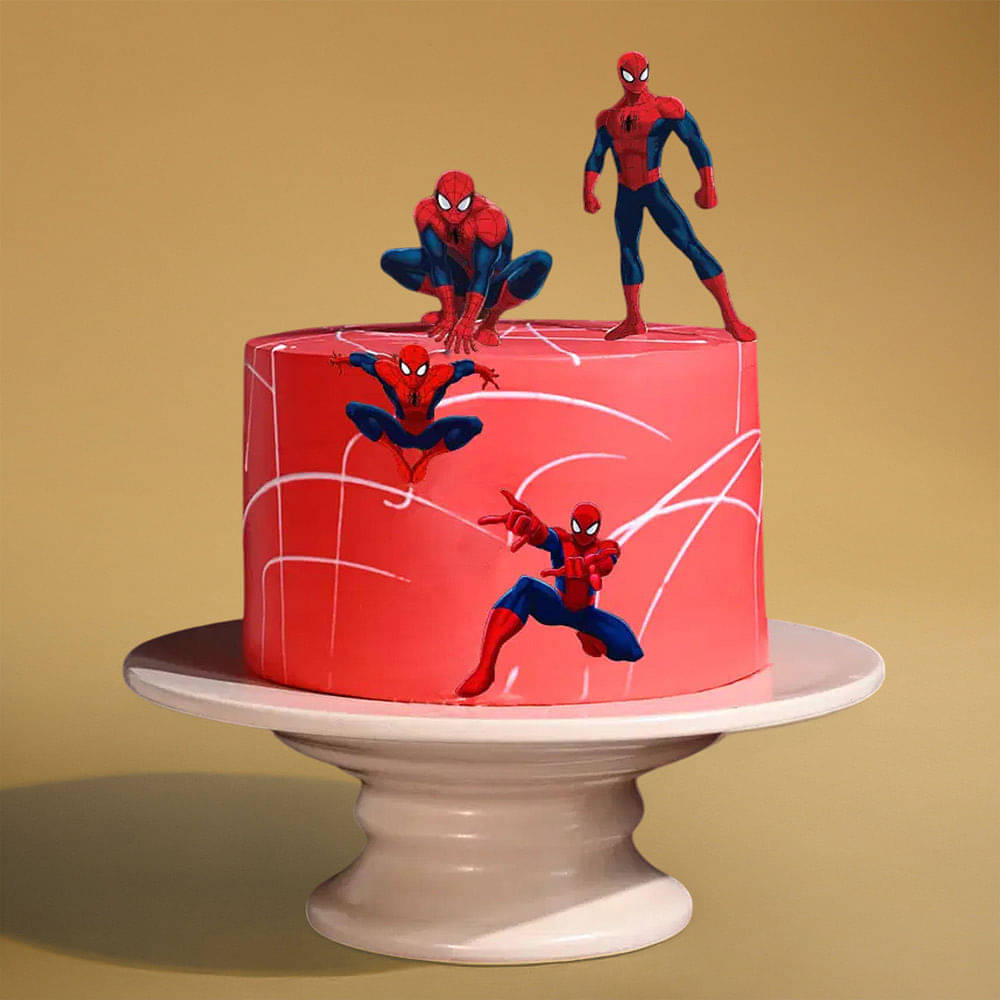Side zoomed View of Spiderman Themed  Cake