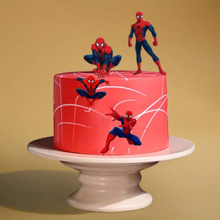 Front View of Spiderman Themed  Cake
